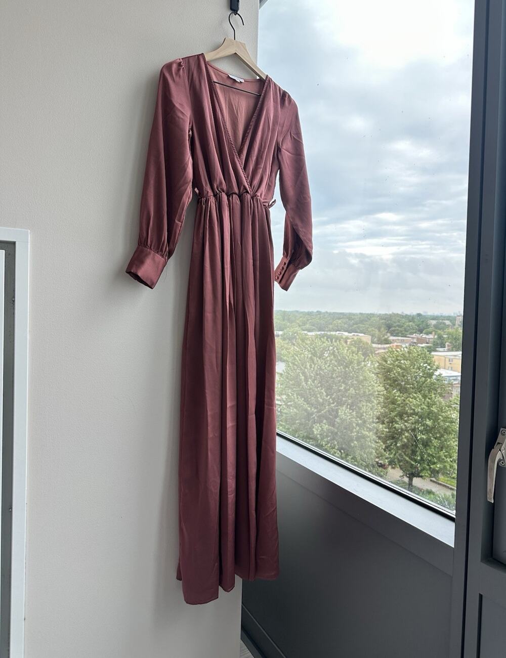 Elegant Mauve Wrap Maxi Dress, Women